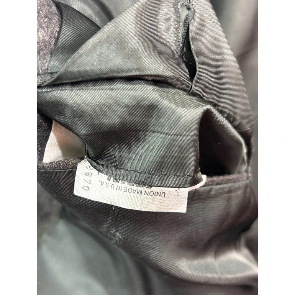 vtg USA Made 46R 40x30 Gray Tan Stipe Flannel Wool 2pc Pant Suit Pleated Cuffed